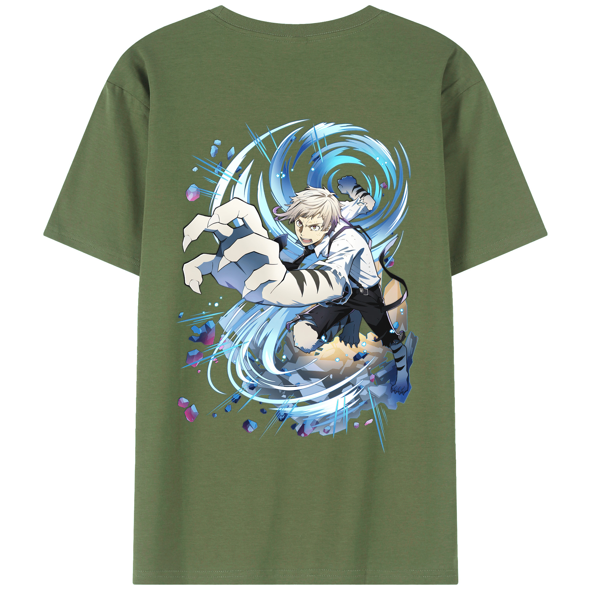 （画像用） 文豪ストレイドッグス Bungo Stray Dogs 綿100％ メンズ半袖Tシャツ（バックプリント） 通気性